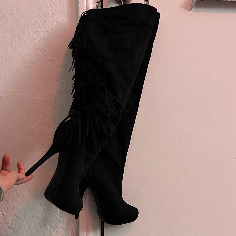 7w Over the Knee Fringe Boots